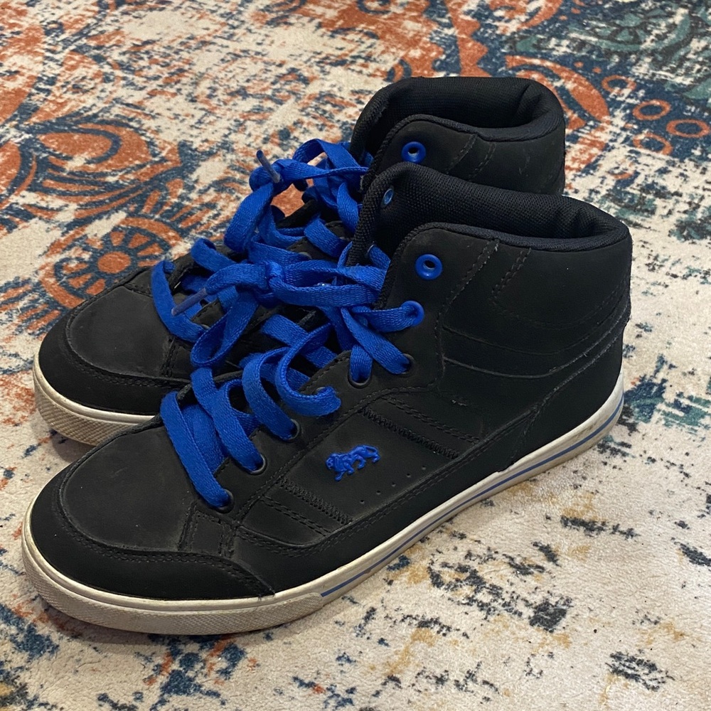 Kids Black and Blue High-Top Sneakers